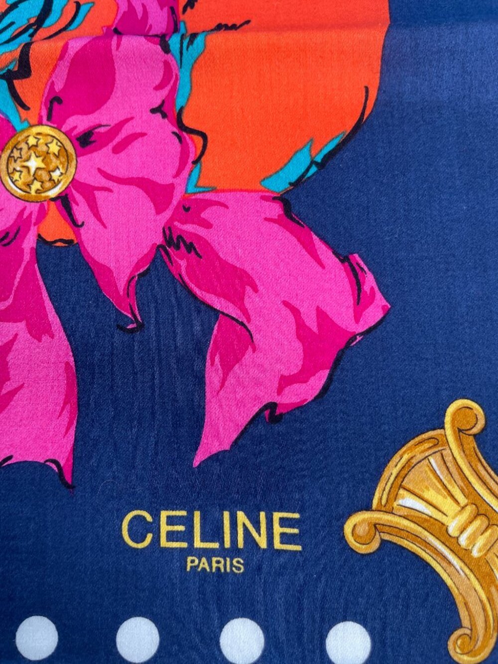 Céline Paris Cotton Scarf Colorful Hat Print - Picture 2 of 15